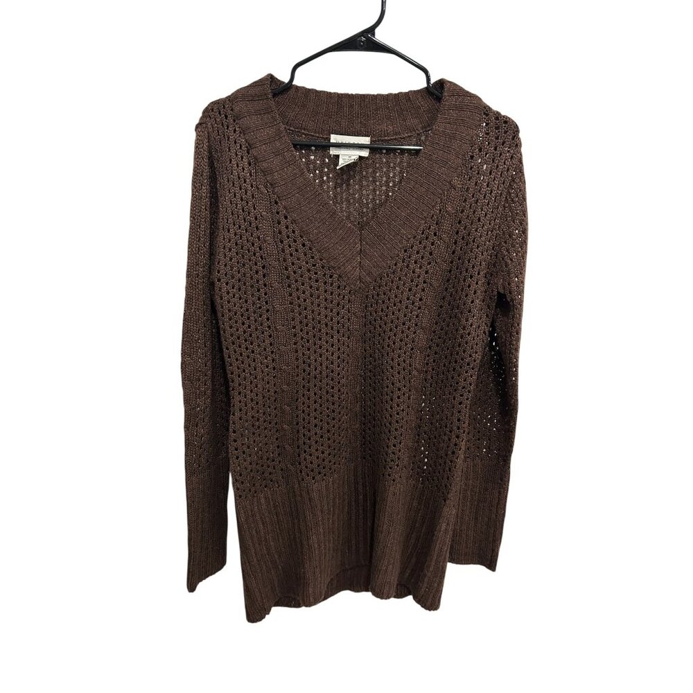 Uniform John Paul Richard Brown V-Neck Knit Sweater Size M Quiet Luxury Gorpcore